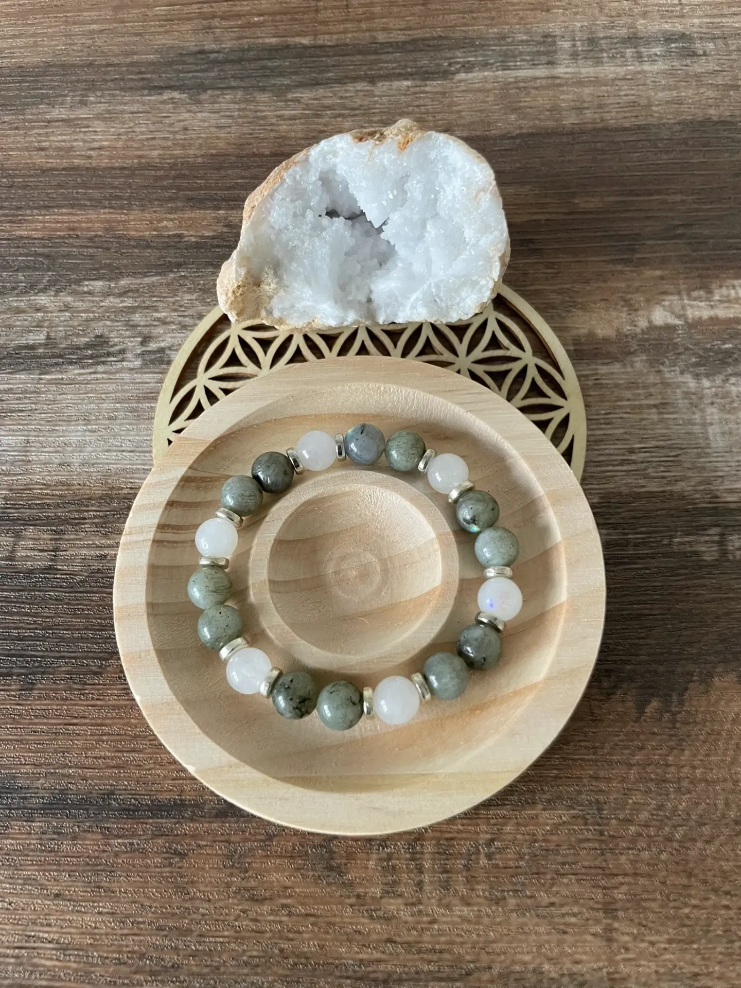 Bracelet Pierres de Lune et Labradorite - 8mms