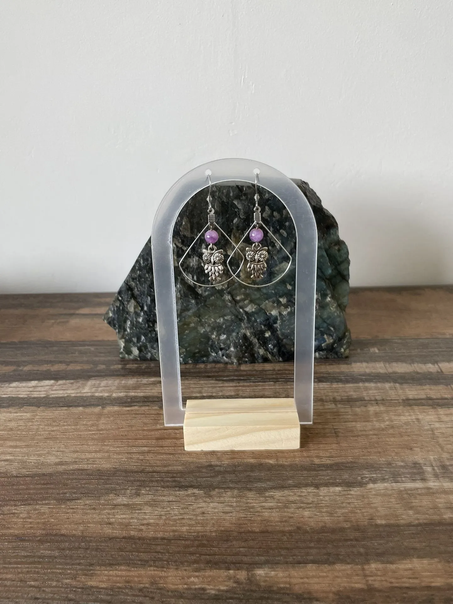 Boucles d'oreilles Losanges en Lépidolite