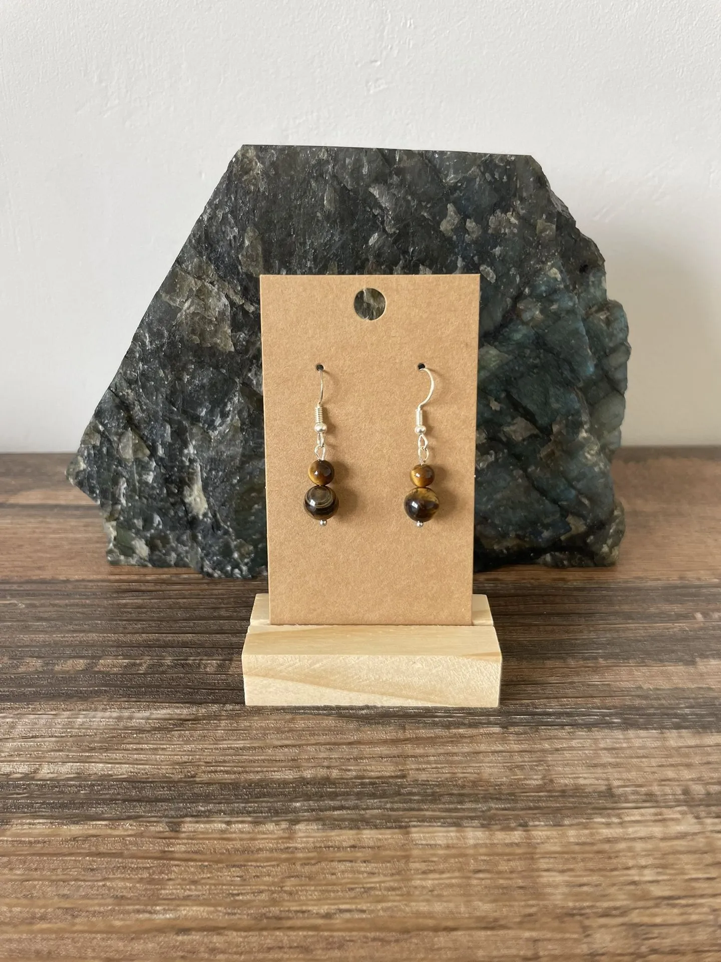 Boucles d'oreilles droites Œil de Tigre