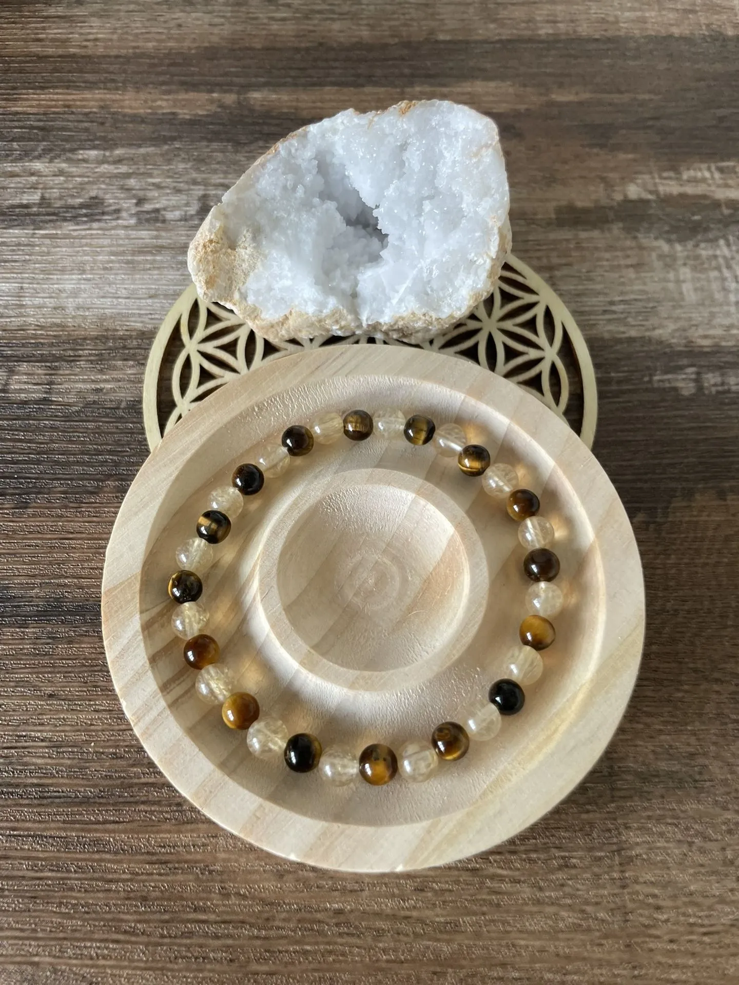Bracelet Citrine et Œil de Tigre - 6mms